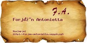 Forján Antonietta névjegykártya